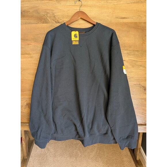 Carhartt Sweatshirt Mens XL Dark Blue Loose Fit Midweight Crew Neck TS0124-M NWT - Picture 1 of 5